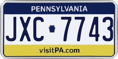 PA license plate JXC7743