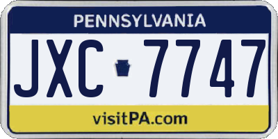 PA license plate JXC7747