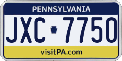 PA license plate JXC7750