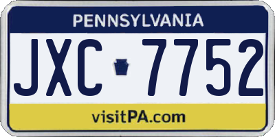 PA license plate JXC7752