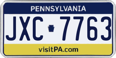 PA license plate JXC7763