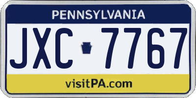 PA license plate JXC7767
