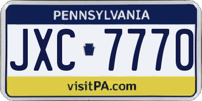 PA license plate JXC7770
