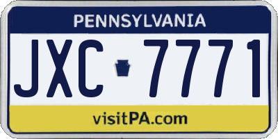 PA license plate JXC7771
