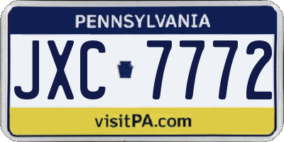 PA license plate JXC7772