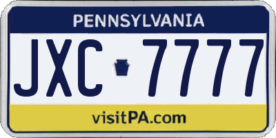 PA license plate JXC7777