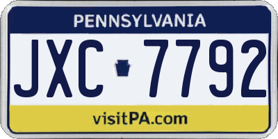 PA license plate JXC7792