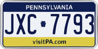PA license plate JXC7793
