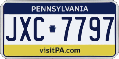 PA license plate JXC7797