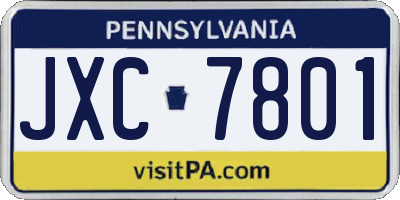 PA license plate JXC7801