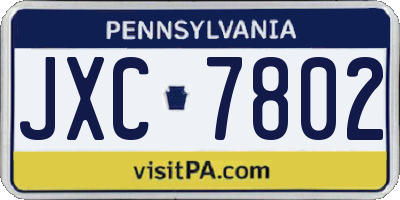PA license plate JXC7802