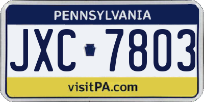 PA license plate JXC7803