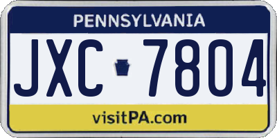 PA license plate JXC7804