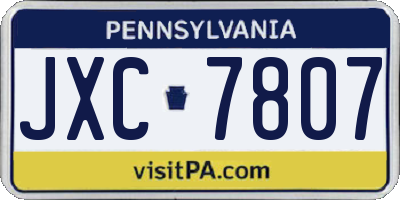 PA license plate JXC7807