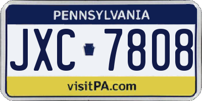 PA license plate JXC7808