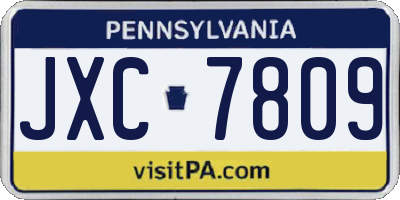 PA license plate JXC7809