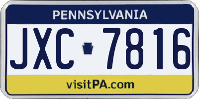 PA license plate JXC7816