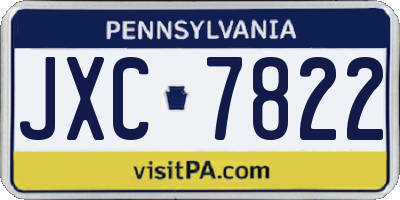 PA license plate JXC7822