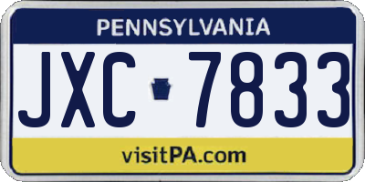 PA license plate JXC7833