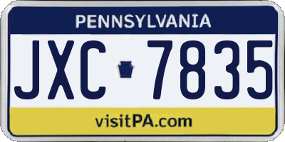 PA license plate JXC7835