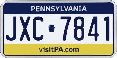PA license plate JXC7841