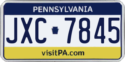 PA license plate JXC7845