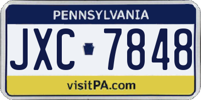 PA license plate JXC7848