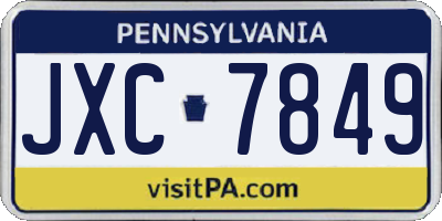 PA license plate JXC7849