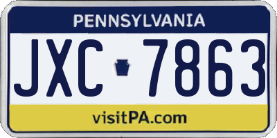 PA license plate JXC7863