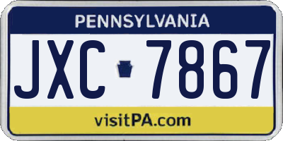 PA license plate JXC7867