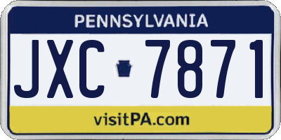 PA license plate JXC7871