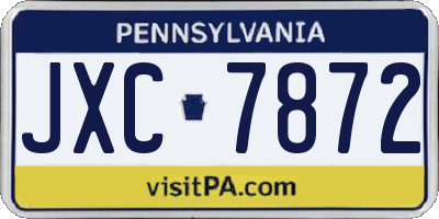 PA license plate JXC7872