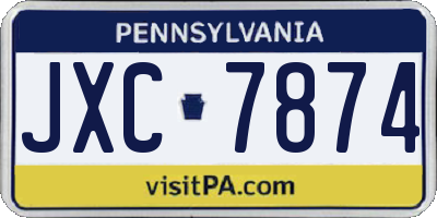 PA license plate JXC7874