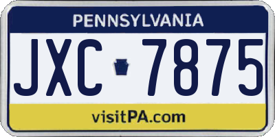 PA license plate JXC7875