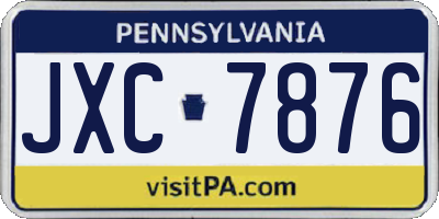 PA license plate JXC7876