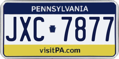 PA license plate JXC7877