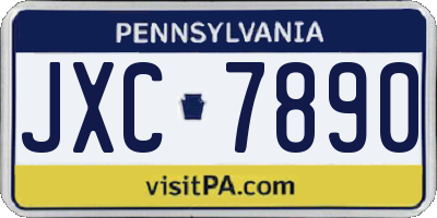 PA license plate JXC7890