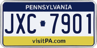 PA license plate JXC7901