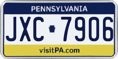 PA license plate JXC7906