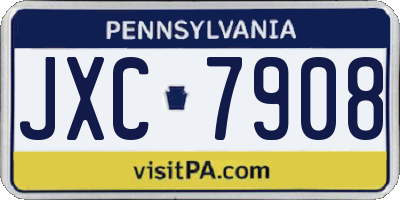 PA license plate JXC7908
