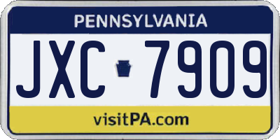 PA license plate JXC7909