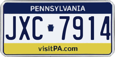 PA license plate JXC7914