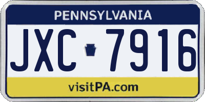 PA license plate JXC7916