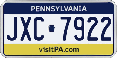PA license plate JXC7922