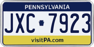 PA license plate JXC7923