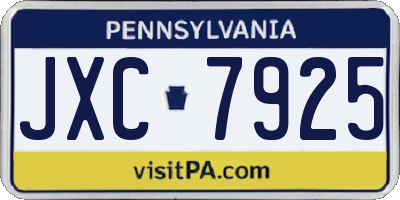 PA license plate JXC7925