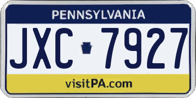PA license plate JXC7927