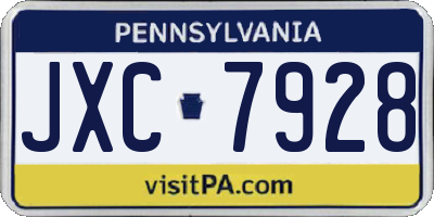 PA license plate JXC7928