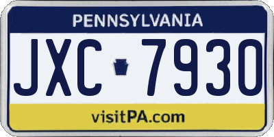 PA license plate JXC7930