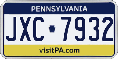 PA license plate JXC7932